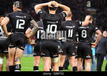 Manchester, Regno Unito. 30 Novembre, 2013. Nuova Zelanda guardare sconvolta come loro perdono la Coppa del Mondo di Rugby finale tra la Nuova Zelanda e l'Australia a Old Trafford Manchester. Credito: Azione Sport Plus/Alamy Live News Foto Stock