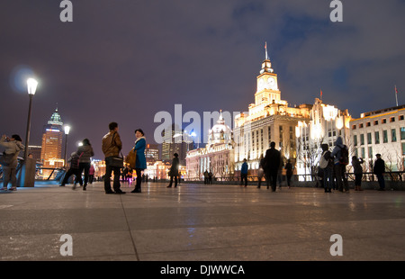 HSBC Building e il Customs House e la banca cinese delle Comunicazioni edificio sul Bund nel centro di Shanghai, Cina Foto Stock