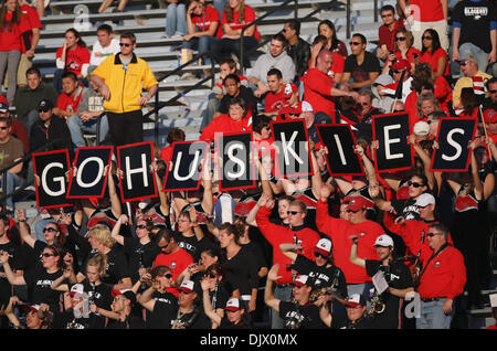 16 ottobre 2010 - Dekalb, Illinois, Stati Uniti d'America - Northern Illinois Huskies fans in mezzo alla folla. Northern Illinois Huskies sconfitto il Buffalo tori 45 -14 a Huskie Stadium. (Credito Immagine: © Giovanni Fisher/Southcreek globale/ZUMApress.com) Foto Stock