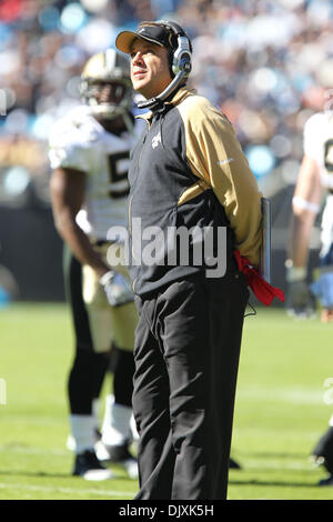 Novembre 7, 2010; Coach Sean Payton dei New Orleans Saints presso la Bank of America Stadium di Charlotte, NC. Il punteggio finale è stato santi 34 - pantere 3. Jim Dedmon/CSM(Immagine di credito: © Jim Dedmon/Cal Sport Media/ZUMApress.com) Foto Stock