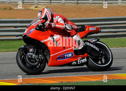 Nov. 10, 2010 - Valencia, RM, Italia - Valencia primo test MotoGP del 2011, Nicky Hayden test ufficiale di Ducati (credito Immagine: © Andrea Ranalli/Southcreek globale/ZUMApress.com) Foto Stock