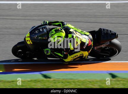 Nov. 10, 2010 - Valencia, RM, Italia - Valencia primo test MotoGP del 2011, Valentino Rossi nel suo secondo giorno in sella alla Ducati (credito Immagine: © Andrea Ranalli/Southcreek globale/ZUMApress.com) Foto Stock