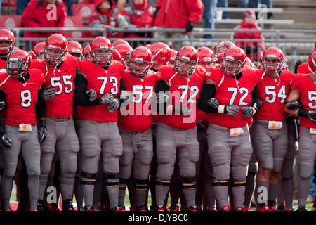 Nov. 27, 2010 - Columbus, Ohio, Stati Uniti d'America - Ohio State Buckeyes formano l'Alveare prima della partita contro il Michigan ghiottoni ha suonato presso lo Stadio Ohio in Columbus, Ohio. (Credito Immagine: © Frank Jansky/Southcreek globale/ZUMAPRESS.com) Foto Stock