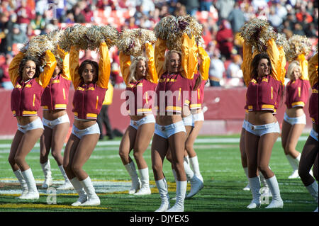 Nov. 28, 2010 - Landover, Maryland, Stati Uniti d'America - Washington Redskins cheerleader di eseguire durante la Minnesota Vikings a Washington Redskins NFL Game, tenutasi al campo di FedEx. I vichinghi sconfitta alle pellerosse 17 - 13 (Credito Immagine: © Roland Pintilie/Southcreek globale/ZUMAPRESS.com) Foto Stock