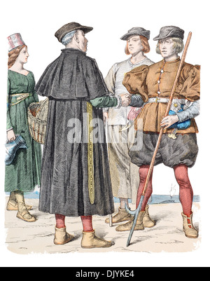 Xvi secolo XVI 1500s Dutch Friesland coppia posteriore da Stapelholm e fronte mare del Nord Meclemburgo Pomerania Littoral Foto Stock
