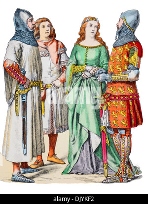 Inizio del XIV secolo XIV 1300s Germania nobili e cavalieri (da sinistra a destra) due cavalieri e Gunther von schwarzburg e sua moglie Foto Stock