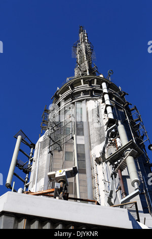 Antenna sulla cima dell'Empire State Building, New York. America Foto Stock