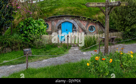 Hobbit-foro in Hobbiton, ubicazione del Signore degli Anelli e Lo Hobbit trilogia cinematografica, Hinuera, Matamata, Nuova Zelanda Foto Stock