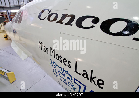 Pre-produzione Concorde G-AXDN 'Miss Mosè Lago' presso l'Imperial War Museum Duxford REGNO UNITO Foto Stock