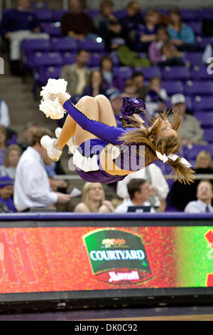 Dic. 28, 2010 - Fort Worth, Texas, USA - TCU Cheerleaders eseguire durante una pausa in azione contro il Chicago membro Cougars. A metà, TCU conduce Chicago membro 47-32 a Amon G. Carter Stadium. (Credito Immagine: © Andrew Dieb/Southcreek globale/ZUMAPRESS.com) Foto Stock