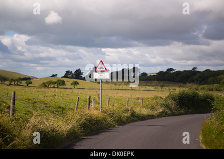 "Serbatoio crossing' segno, Dorset, Regno Unito Foto Stock