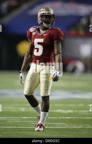 Dic. 31, 2010 - Atlanta, Georgia, Stati Uniti d'America - 31 DIC 2010: Florida State cornerback Greg Reid attende per lo scatto nel primo semestre contro il South Carolina Gamecocks. (Credito Immagine: © Jeremy Brevard Southcreek/Global/ZUMAPRESS.com) Foto Stock