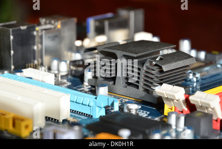 Computer mainboard dettaglio zoccolo di memoria Foto Stock