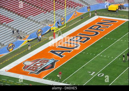 Gen. 10, 2011 - Glendale, Arizona, Stati Uniti - Foto del gioco prima della BCS Campionato nazionale di gioco, tra il #2 classificato Oregon Ducks e #1 classificato Auburn Tigers, alla University of Phoenix Stadium di Glendale, in Arizona. (Credito Immagine: © Steven Leija/Southcreek globale/ZUMAPRESS.com) Foto Stock