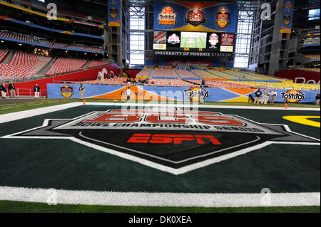 Gen. 10, 2011 - Glendale, Arizona, Stati Uniti - Foto del gioco prima della BCS Campionato nazionale di gioco, tra il #2 classificato Oregon Ducks e #1 classificato Auburn Tigers, alla University of Phoenix Stadium di Glendale, in Arizona. (Credito Immagine: © Steven Leija/Southcreek globale/ZUMAPRESS.com) Foto Stock