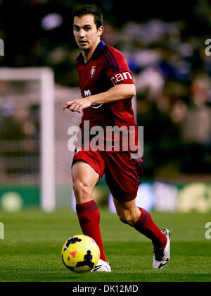 Valencia, Spagna. 01 Dic, 2013. Centrocampista Emiliano Armenteros di Osasuna in azione durante la Liga gioco tra Valencia CF e Osasuna a Mestalla stadio, Spagna Credito: Azione Sport Plus/Alamy Live News Foto Stock