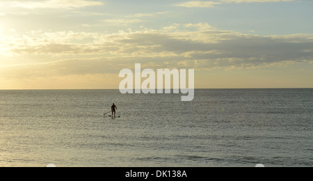 Paddleboarding di Turtle Beach, Siesta Key, Florida. Foto Stock