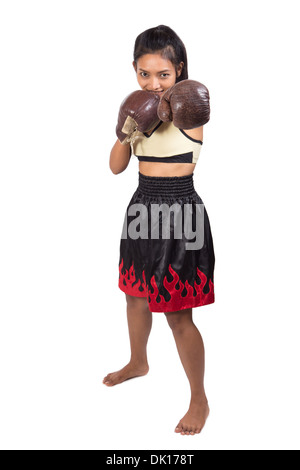 Femmina di Muay Thai fighter Foto Stock