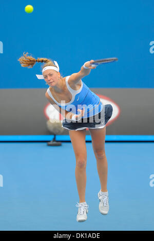 Gen 18, 2011 - Melbourne, Victoria, Australia - Petra KVITOVA (CZE) in azione durante la sua prima partita contro Sally Peers (AUS) al giorno due degli Australian Open 2011 a Melbourne Park, Australia. (Credito Immagine: © Sydney bassa/Southcreek globale/ZUMAPRESS.com) Foto Stock