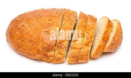 Pane fatto in casa focaccia isolato su bianco Foto Stock