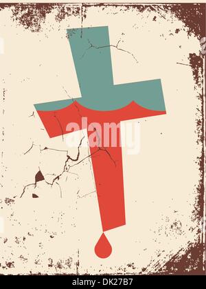 Vector grunge croce cristiana sullo sfondo Illustrazione Vettoriale