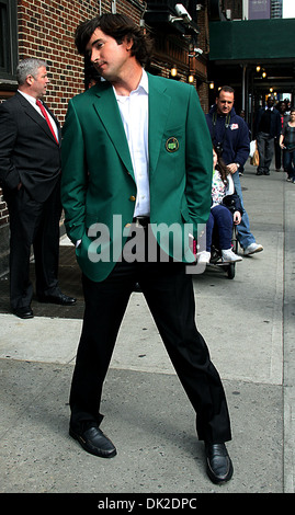 Bubba Watson celebrità arriva alla Ed Sullivan Theater a comparire su "Il Late Show con David Letterman' New York City USA - Foto Stock