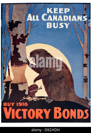 Mantenere tutti i Canadesi occupato. Compra 1918 Vittoria legami. Poster canadese Foto Stock