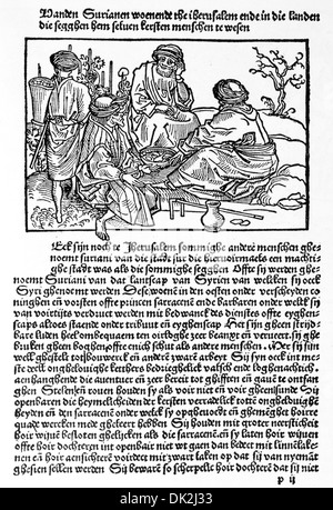 Una pagina da Erhard Reuwich's, il pellegrinaggio a Gerusalemme, Mainz 1486 Foto Stock