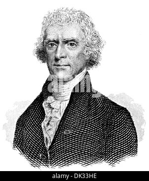 Ritratto di Thomas Jefferson, 1743 - 1826, terzo presidente degli Stati Uniti e autore principale della dichiarazione di Indep Foto Stock