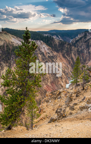 Fotografia di cascate inferiori di Yellowstone River, girato a destra dopo una tempesta. Foto Stock