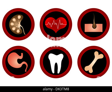 Icone di medici. Set di vettore Foto Stock