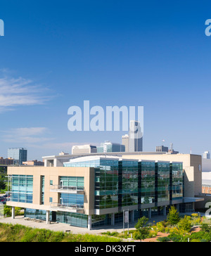 Lewis & Clark Trail storico quartier generale, sul fiume Missouri Bank, Omaha, Nebraska. Foto Stock