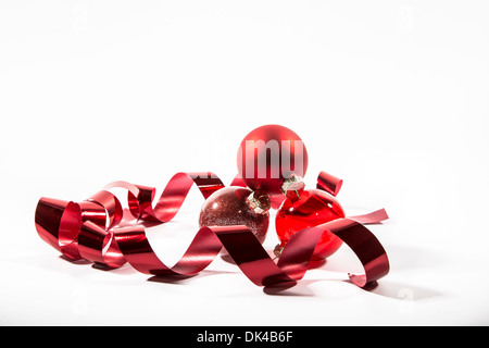 Addobbi natale su bianco Foto Stock