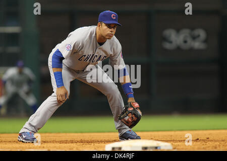 Apr. 11, 2011 - Houston, Texas, Stati Uniti - Chicago Cubs Infielder Aramis Ramirez (16) in pronto alla terza base. Il Chicago Cubs battere Houston Astros 5-4 al Minute Maid Park a Houston, TX. (Credito Immagine: © Luis Leyva/Southcreek globale/ZUMAPRESS.com) Foto Stock