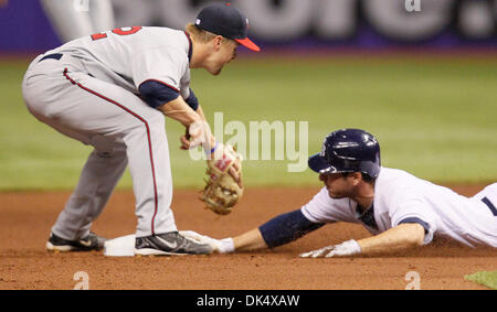 Apr. 15, 2011 - San Pietroburgo, FL, Stati Uniti d'America - SP 335892 te raggi 11.EDMUND D. FONTANA | Orari.(15/04/2011 Tampa) Tampa Bay Rays diritto fielder Matt Joyce scorre nella seconda nell'ottavo inning dopo aver colpito una doppia.Il Tampa Bay Rays ha giocato il Minnesota Twins su Aprile 15, 2011 a Tropicana in Campo San Pietroburgo. [EDMUND D. FONTANA, volte] (credito Immagine: © San Pietroburgo volte/ZUM Foto Stock