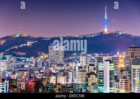 Seoul, Corea del Sud skyline serale. Foto Stock