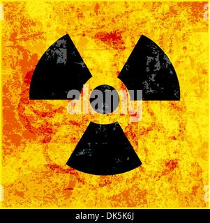 Simbolo della radioattività su sfondo grungy Illustrazione Vettoriale