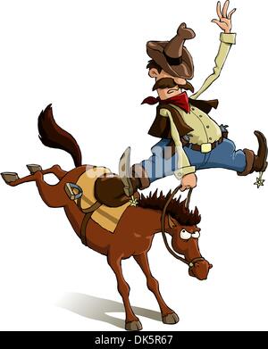 Horse butta fuori un cowboy, illustrazione vettoriale Illustrazione Vettoriale