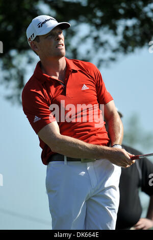 25 maggio 2011 - Las Colinas, TX, Stati Uniti d'America - James Driscoll tees off al par 3 durante la Pro-Am giorno di HP Byron Nelson ha giocato al Four Seasons Resort di Las Colinas, TX. (Credito Immagine: © Patrick Green/Southcreek globale/ZUMAPRESS.com) Foto Stock