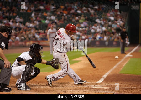 27 maggio 2011 - Houston, Texas, Stati Uniti - Arizona Diamondbacks Infielders Ryan Roberts (14) in corrispondenza della piastra contro il Astros. Arizona Diamondbacks battere Houston Astros 7-6 al Minute Maid Park a Houston in Texas. (Credito Immagine: © Juan DeLeon/Southcreek globale/ZUMAPRESS.com) Foto Stock