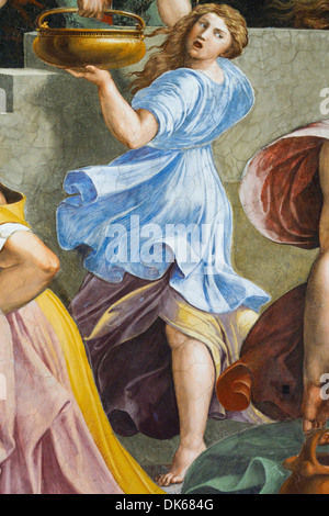 Dettaglio dall'Incendio di Borgo, un affresco progettata da Raffaello (Raffaello Sanzio da Urbino) e dipinta da Giulio Romano. Foto Stock