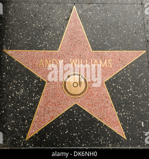 Andy Williams' 'Star' sulla Hollywood Walk of fame in Hollywood Los Angeles California - 26.09.12 Foto Stock