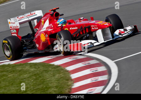 Giugno 10, 2011 - Montreal, Quebec, Canada - 10 Giugno 2011: Fernando Alonso (ESP) Scuderia Ferrari nelle libere del venerdì sul circuito Gilles-Villeneuve a Montreal, Quebec, Canada. (Credito Immagine: © Leon Svizz/Southcreek globale/ZUMAPRESS.com) Foto Stock