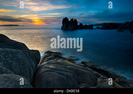 Tramonto sulla testa di Peninnis, St Mary, isole Scilly, REGNO UNITO Foto Stock