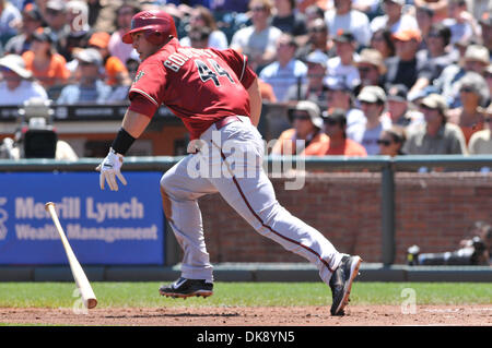 3 agosto 2011 - San Francisco, California, Stati Uniti - Arizona Diamondbacks primo baseman PAOLO GOLDSCHMIDT (44) pipistrelli durante il mercoledì in gioco al parco at&t. I Giganti battere i Diamondbacks 8-1. (Credito Immagine: © Scott Beley/Southcreek globale/ZUMAPRESS.com) Foto Stock