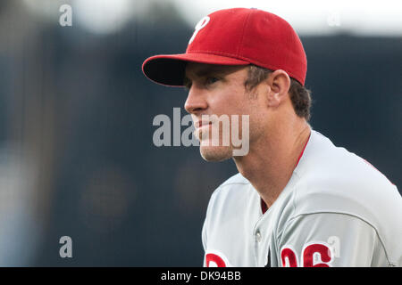 Agosto 8, 2011 - Los Angeles, California, Stati Uniti - Philadelphia Phillies secondo baseman Chase Utley #26 prima della Major League Baseball gioco tra i Philadelphia Phillies e i Los Angeles Dodgers al Dodger Stadium. (Credito Immagine: © Brandon Parry/Southcreek globale/ZUMAPRESS.com) Foto Stock