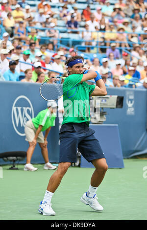 Agosto 19, 2011 - Cincinnati, Ohio, Stati Uniti - Rafael Nadal (ESP) in azione al W&S essendo aperto ha suonato presso il Lindner Family Tennis Center a Cincinnati, OH. Mardy Fish (USA) sconfitto Nadal 6-3,6-4. (Credito Immagine: © Giovanni Longo/Southcreek globale/ZUMAPRESS.com) Foto Stock