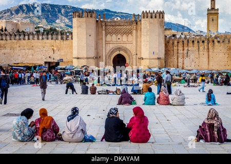 Bab Al Mahrouk Gate, di Fez, Marocco Foto Stock