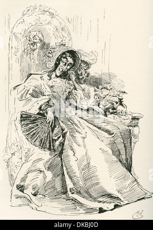 La sig.ra Skewton. Illustrazione di Harry Furniss di Charles Dickens romanzo Dombey e figlio. Foto Stock