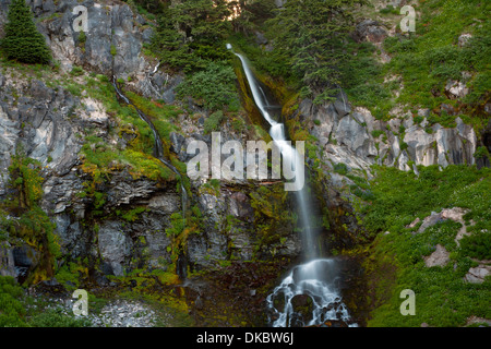 OREGON - cascata lungo la Pacific Crest Trail a nord di Timberline e a ZigZag Canyon nel Monte Cofano Wilderness area. Foto Stock